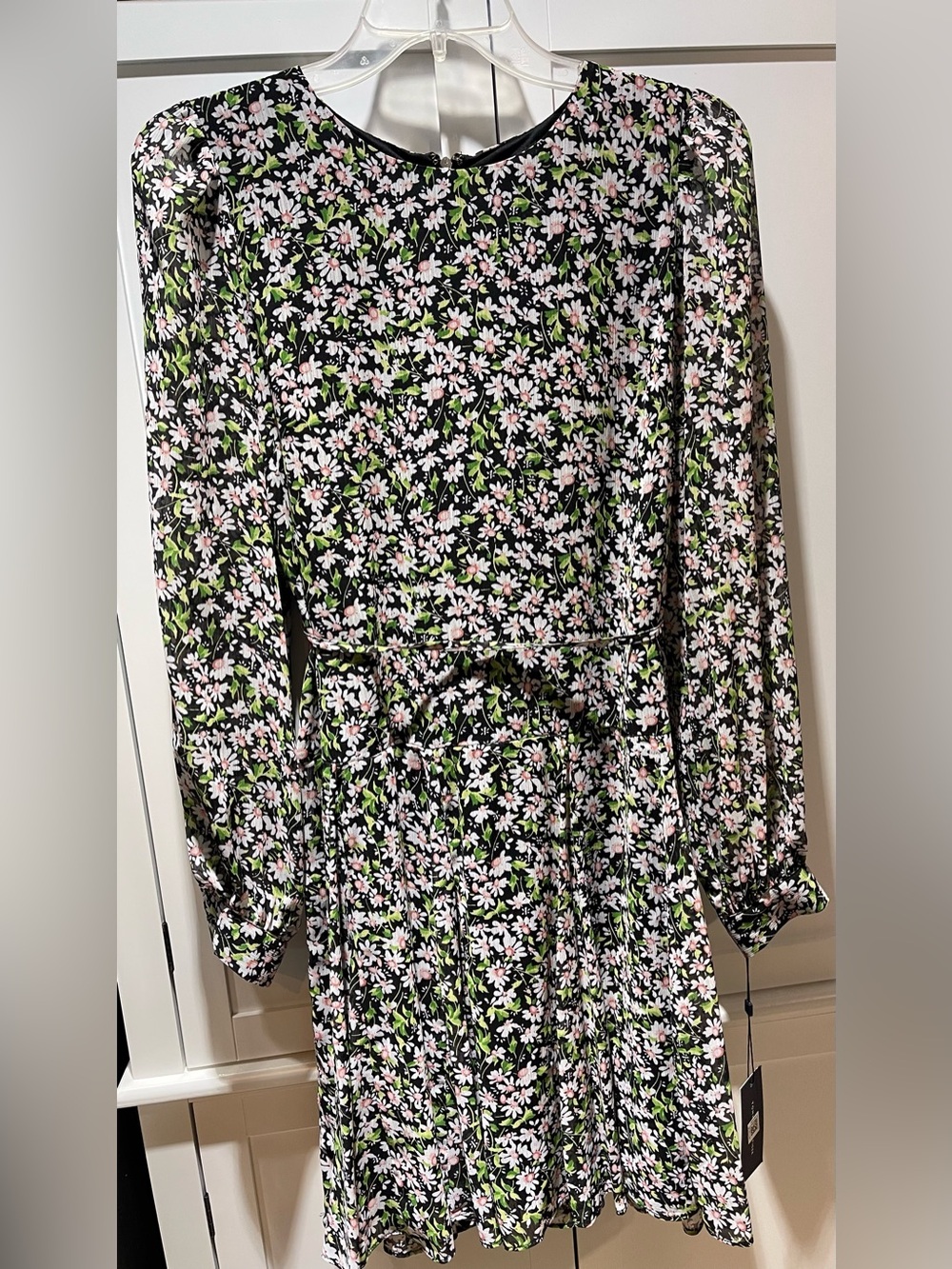Tommy Hilfiger Black Long-Sleeve Floral Dress with Pink & Green Accents
